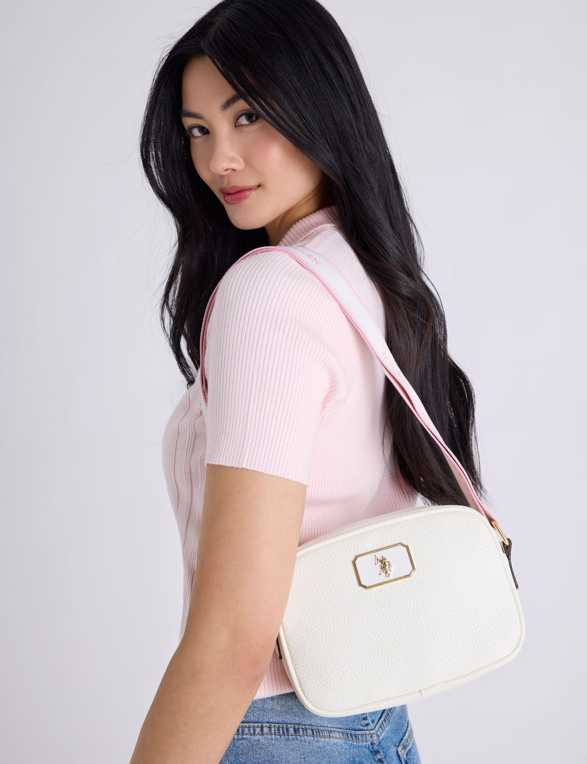 ENAMEL PLATE CLASSIC ZIP CROSSBODY BAG