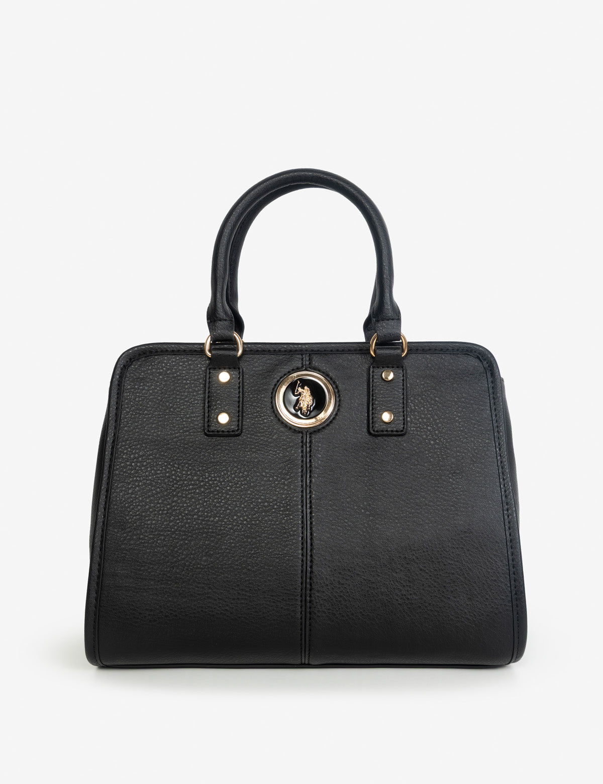 SOLID ENAMEL SATCHEL BAG WITH CROSSBODY STRAP
