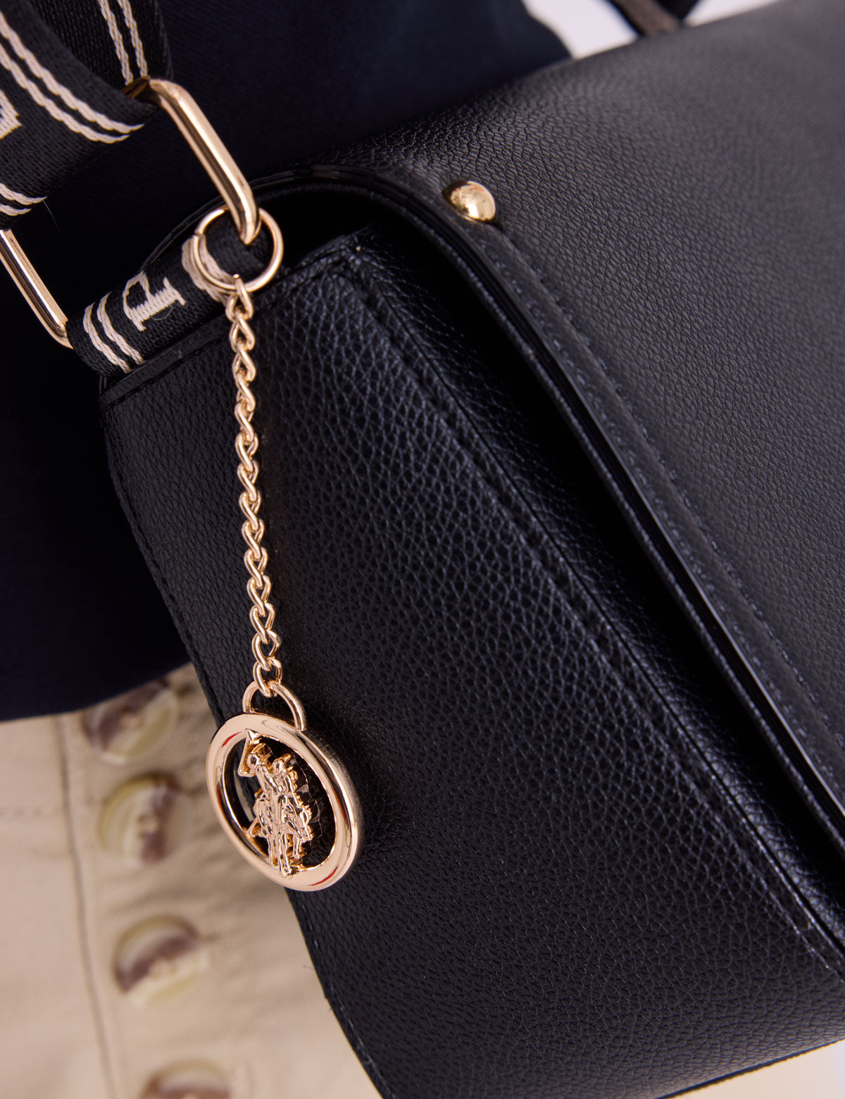 DECORATIVE TURNLOCK SHOULDER BAG